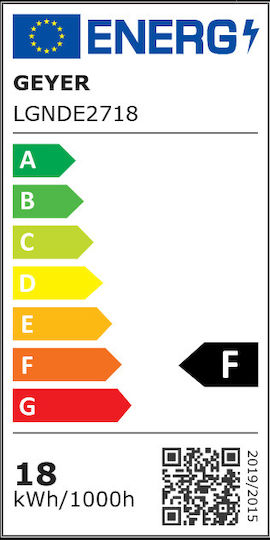 Geyer Λάμπα LED 18W για Ντουί E27 και Σχήμα G120 Ψυχρό Λευκό 1950lm