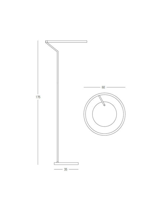 Zambelis Lights LED Φωτιστικό Δαπέδου Υ175xΜ60εκ. με Θερμό Λευκό Φως 2392lm Μαύρο