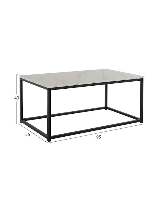 Rechteckiger Zentraler Kaffeetisch Saffron Holz Weiß M95xB55xH43cm