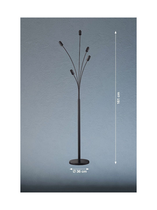 Fischer Honsel Floor Lamp H161xW36cm. with Socket for Bulb E14 Black