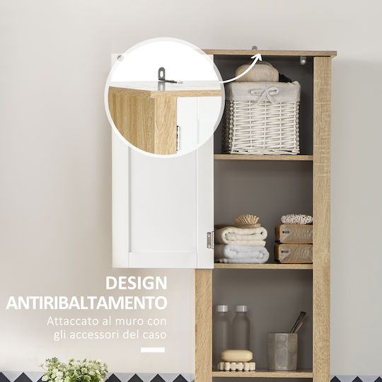 Kleankin Bathroom Cabinet L37xW30xH184cm Beige