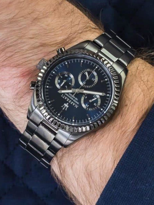 Maserati Competizione Ανδρικό Ρολόι 43mm Χρονογράφος Μπαταρίας με Μεταλλικό Μπρασελέ Navy/Grey