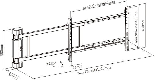 Brateck PLB-M06H Стойка за телевизор Стенен до 75" и 50кг