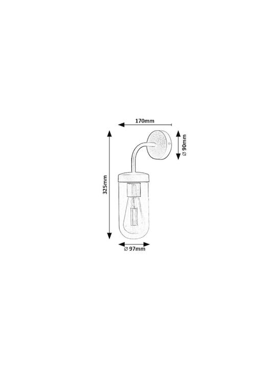 Rabalux Yago Modern Leuchte Badezimmer mit Fassung E27 Silber 9.7cm