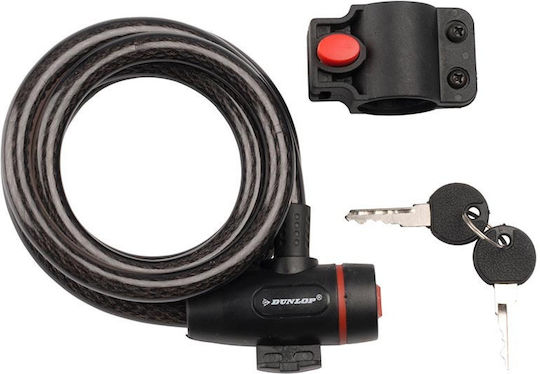 Dunlop Spiral Cable Bicycle Cable Lock with Key Black