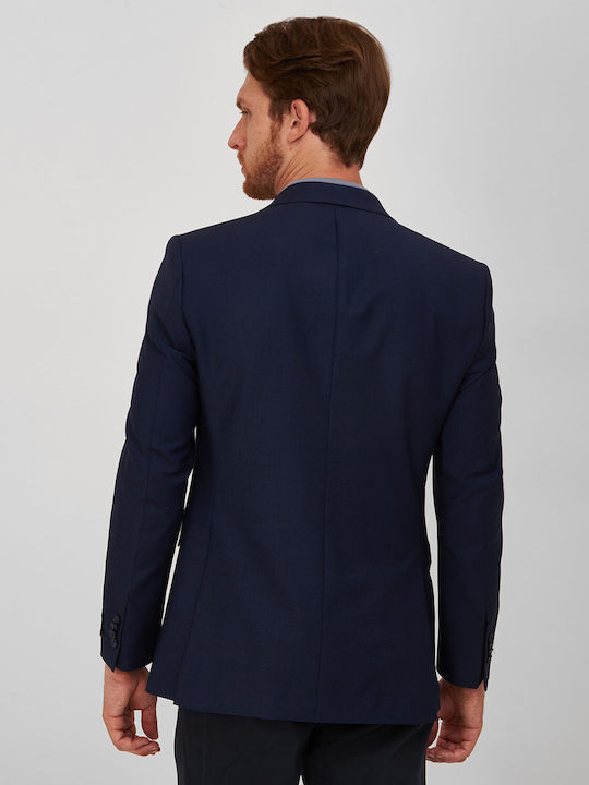 Slim fit jacket with small pattern Mauro Boano Blue WOOL SMALL PATTERN EVENING, ALL DAY, BUSINESS