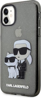 Karl Lagerfeld Gliter Karl & Choupette Back Cover Σιλικόνης Μαύρο (iPhone 11)