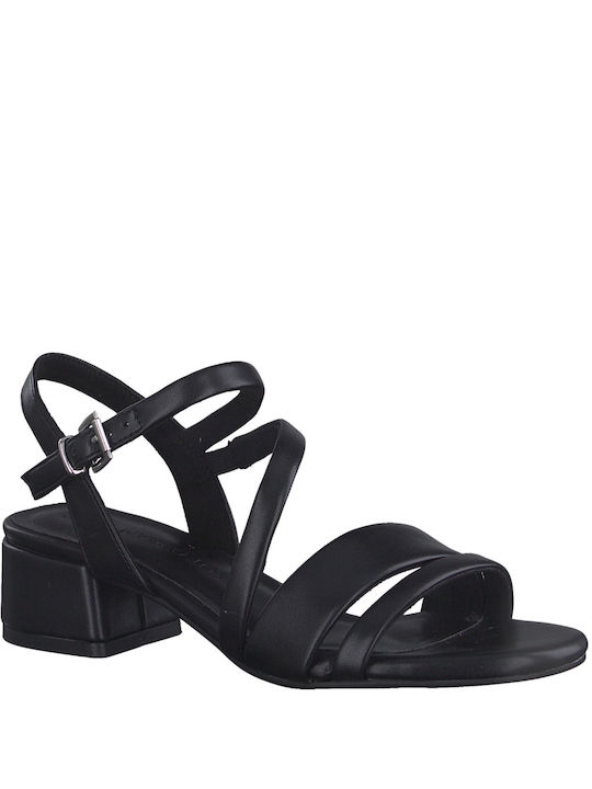 Marco Tozzi Synthetic Leather Women's Sandals Black with Chunky Low Heel