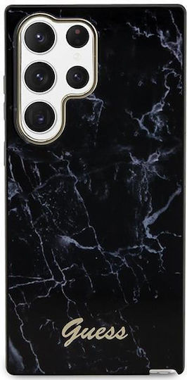 Guess Marble Marble Back Cover Plastic Black / Black (Galaxy S23 Ultra)