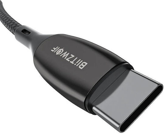 BlitzWolf BW-TC23 Braided / LED USB 2.0 Cable USB-C male - USB-C 100W Black 1.8m