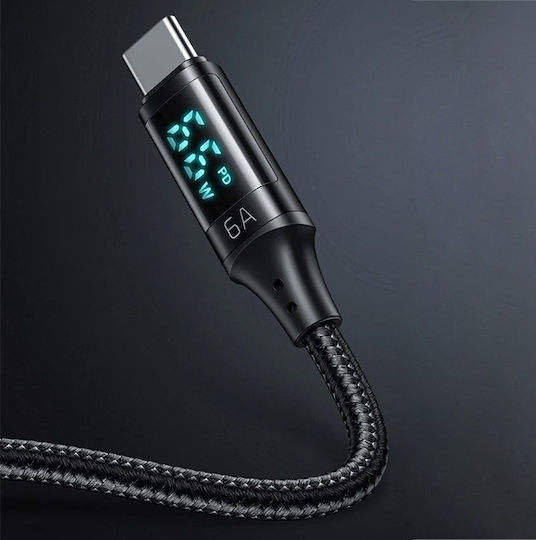 Mcdodo CA-1080 Braided LED USB 2.0 Cable USB-C Male - USB-A 66W Black 1.2m CA-1080