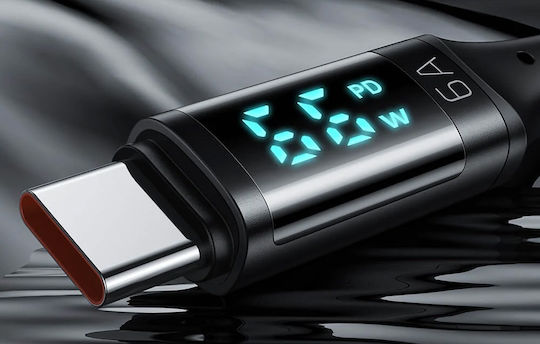 Mcdodo CA-1080 Braided LED USB 2.0 Cable USB-C Male - USB-A 66W Black 1.2m CA-1080