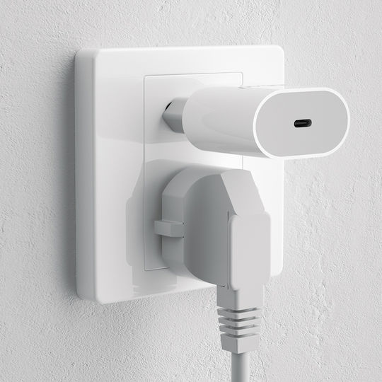 Dudao Φορτιστής με Θύρα USB-C και Καλώδιο USB-C - Lightning 20W Power Delivery Λευκός (A8SEU)