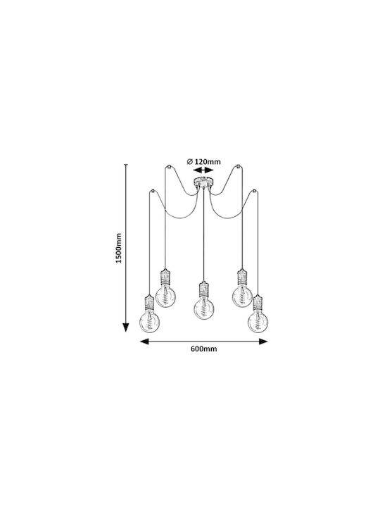 Rabalux Fidel Hängend Kronleuchter für 5 Lampen E27 Bronze