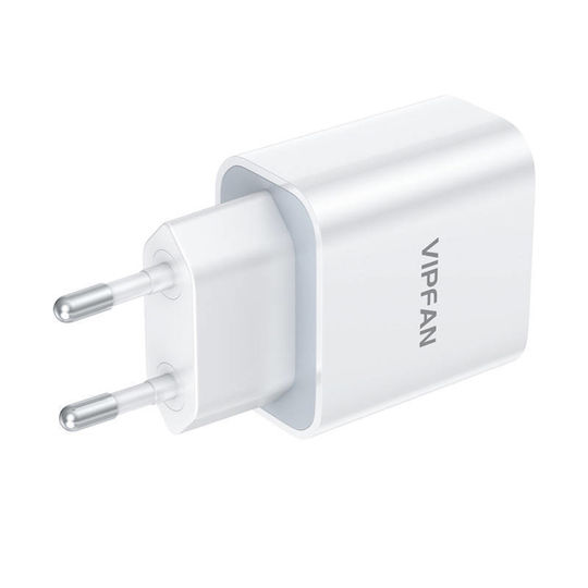 Vipfan Încărcător cu Port USB-C și Cablu USB-C - Lightning 20W Quick Charge 3.0 Albς (E04 Cable White)