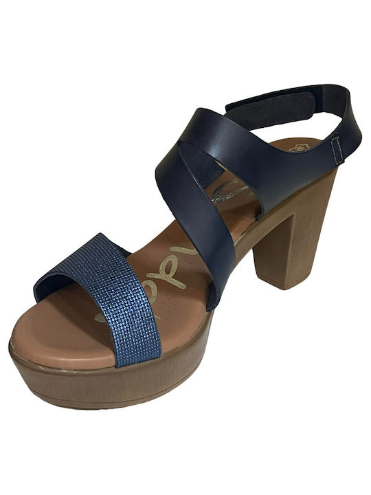 Oh My Sandals 3917 Women's Sandals with Chunky High Heel In Blue Colour