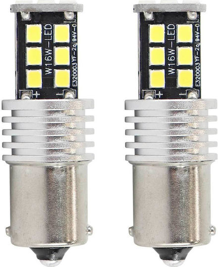 AMiO Λάμπες P21W-BA15S-1156 Canbus LED 6000K Ψυχρό Λευκό 12-24V 7.5W 2τμχ