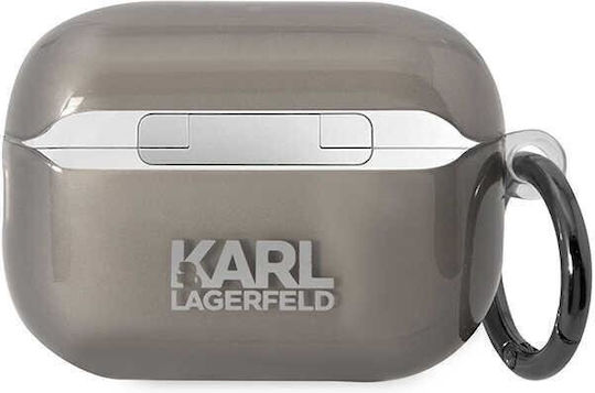 Karl Lagerfeld Karl Head Θήκη Σιλικόνης με Γάντζο σε Μαύρο χρώμα για Apple AirPods Pro
