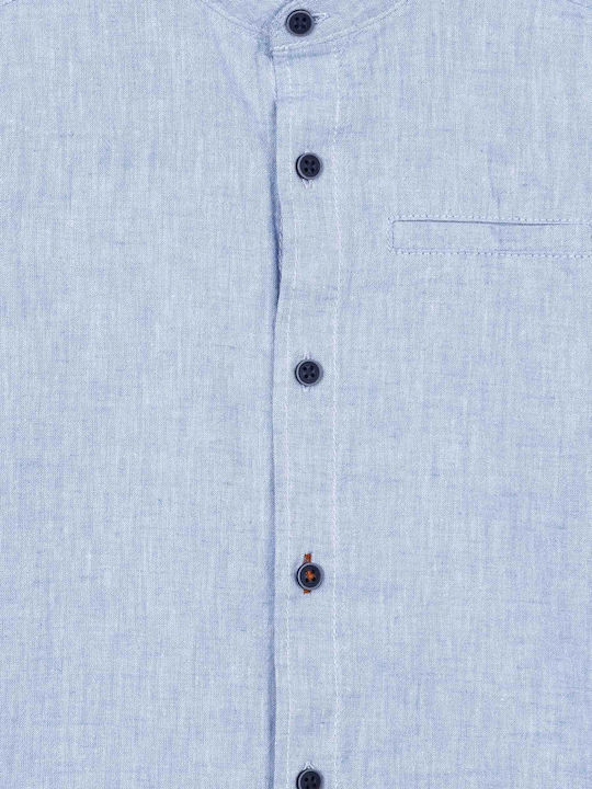 Kids One Color Shirt Long Sleeve Linen Light Blue