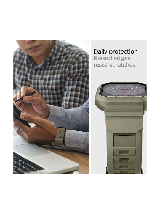 Spigen Rugged Armor ”Pro” Silicone Case Vintage Khaki for Apple Watch 4 / 5 / 6 / 7 / 8 / SE (44 / 45 MM)