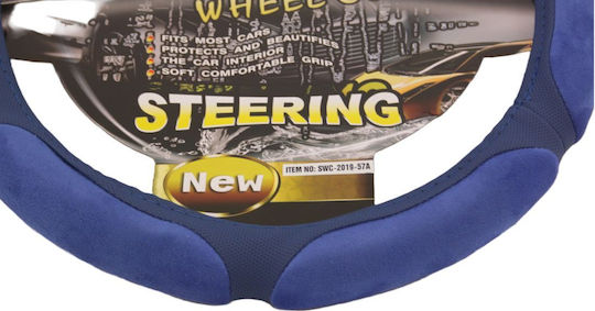 Car Steering Wheel Cover Race with Diameter 38cm made of Leatherette Blue