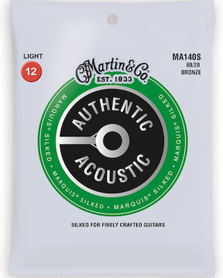 Martin Set of 80/20 Bronze Strings for Acoustic Guitar Authentic Silked Light 12 - 54"