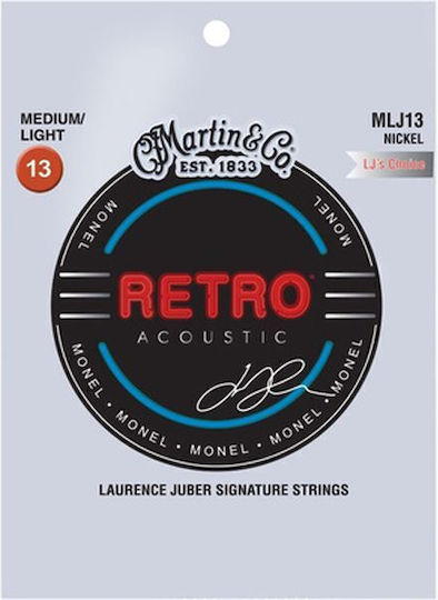 Martin Retro Set Acoustic Guitar Strings Nickel Wound 13 - 56 Medium Light