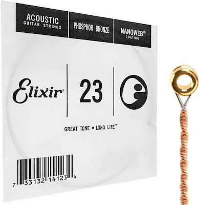 Elixir Single Phosphor Bronze String for Acoustic Guitar Nanoweb Acoustic .023" 73323