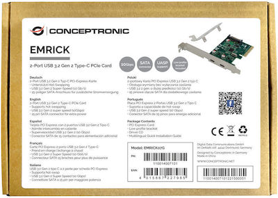 Conceptronic PCIe Controller with 2 Type-C Ports