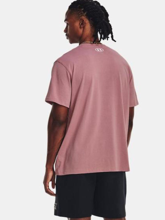 Under Armour Boxed Heavyweight Men's Short Sleeve T-shirt Pink Elixir / Black