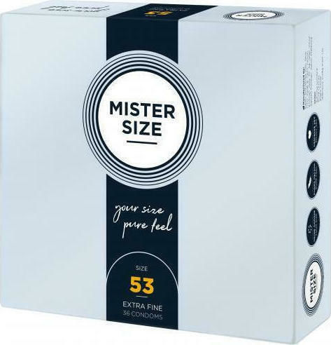 Mister Size Προφυλακτικά Extra Fine Size 53mm 36τμχ 53mm Λεπτά για Φυσική Αίσθηση Natural Vegan