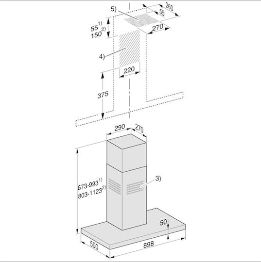 Miele Daw 1920 Active Απορροφητήρας Καμινάδα 90cm Inox