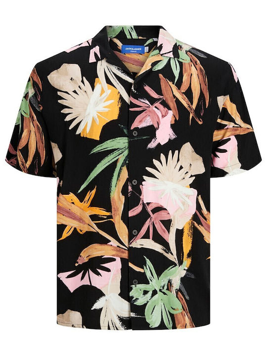 Short-sleeved Shirt Floral Black