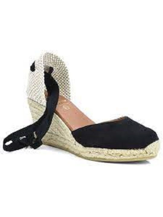 Viguera Women's Leather Platform Espadrilles Black