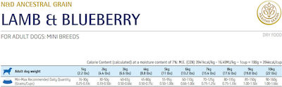 Farmina N&D Ancestral Grain Adult Mini 2.5kg Ξηρά Τροφή με Λίγα Σιτηρά για Ενήλικους Σκύλους Μικρόσωμων Φυλών με Αρνί