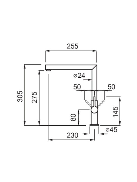 Elleci Ares Tall Kitchen Faucet Counter Nero