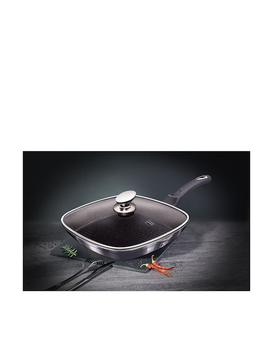 Berlinger Haus Metallic Line Grill With Lid made of Aluminum with Stone Coating Carbon Pro Edition 28cm