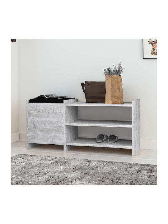 Sunno Wooden Shoe Organizer with 3 Shelves White Antique 100x35x44cm