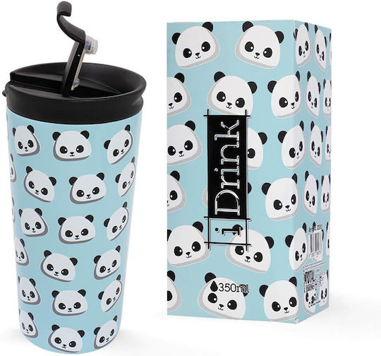 iDrink Panda Ποτήρι Θερμός Ανοξείδωτο BPA Free 350ml Μπλε με Επιστόμιο