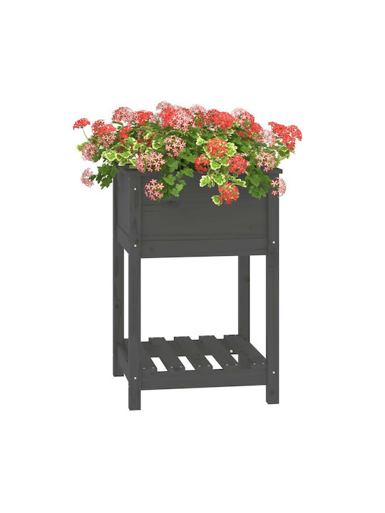 vidaXL Кутия за саксии Дърво Сив 54x54x81см.