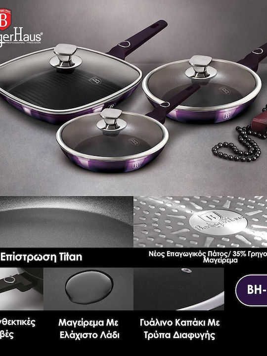Berlinger Haus Set de tigăi din aluminiu Purple Eclipse Collection cu strat antiaderent BH-7107 6buc