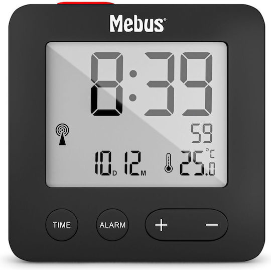 Mebus Funk Будилник Масов Дигитален Часовник с Будилник Черен 25801