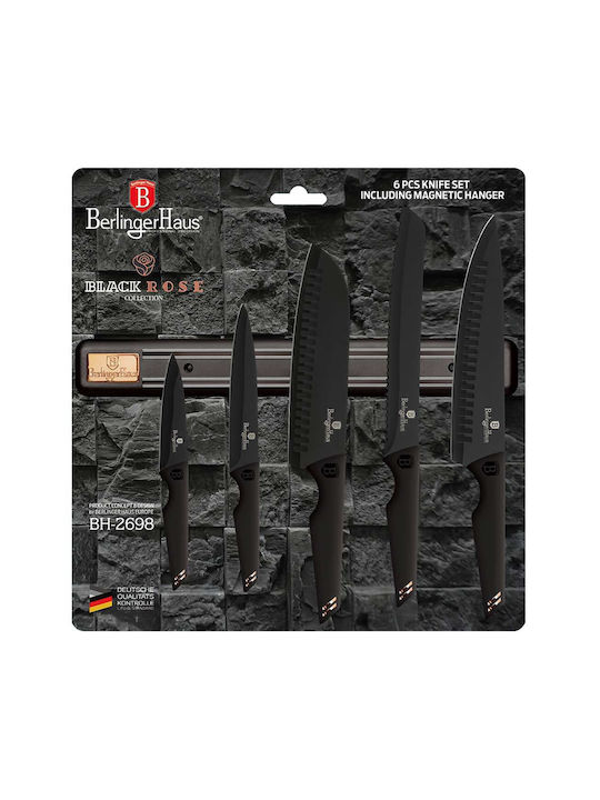 Berlinger Haus Black Rose Collection Messerset mit Block aus rostfreiem Stahl 5Stück