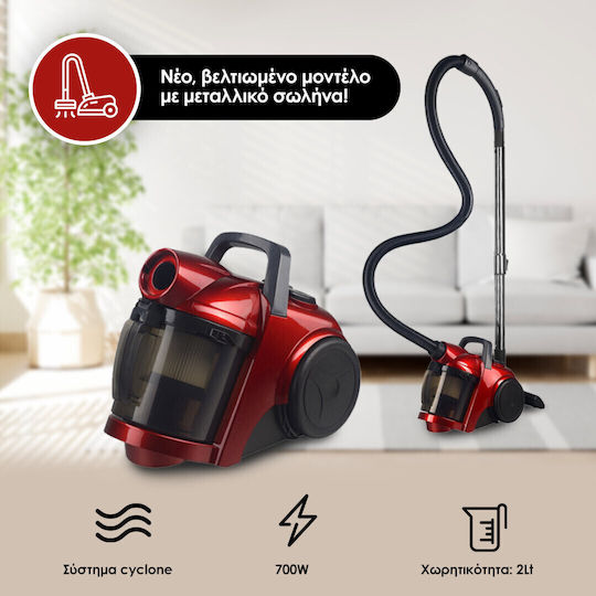 HomeVero HV-CVM710 Прахосмукачка 700W С контейнер 2лт Червена