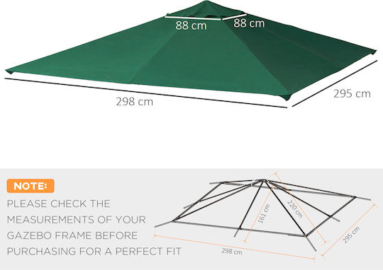 Outsunny Gazebo Cover Green 3x3m