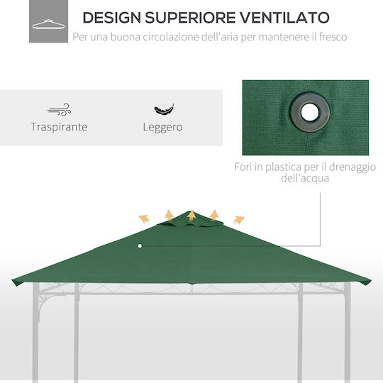 Outsunny Gazebo Cover Green 3x3m