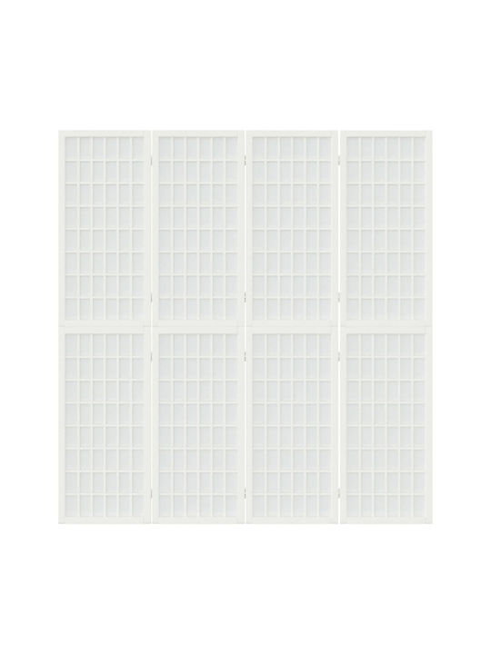vidaXL Японски стил Декоративен Параван Дървен с 4 Панела White 160x170см