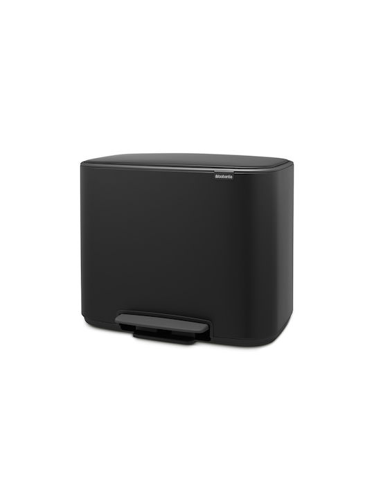 Brabantia Кошче за Рециклиране от Неръждаема Стомана с Педал Черно 33л