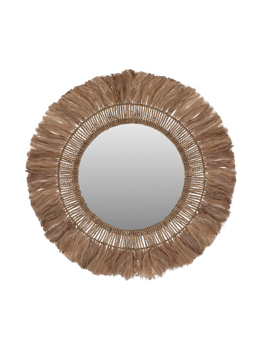 HomeMarkt Oglindă De Perete Cu Cadru Din Rattan Maro Diametru 90cm