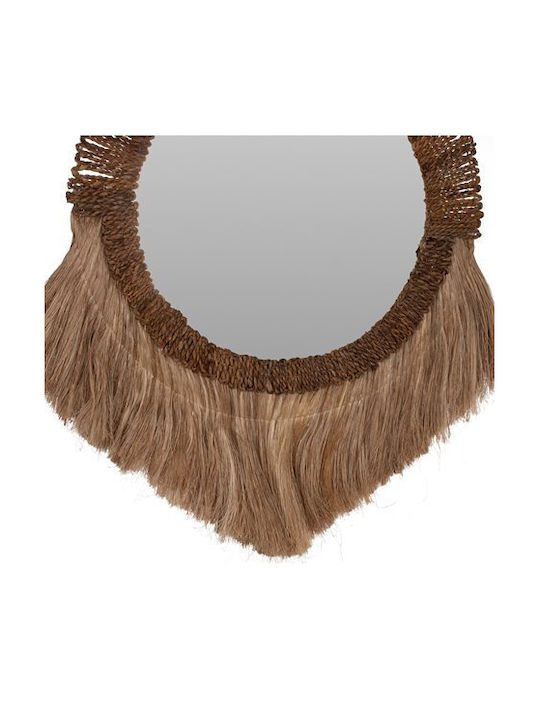 HomeMarkt Καθρέπτης Τοίχου από Ίνες Abaca με Καφέ Rattan Πλαίσιο Διαμέτρου 70cm